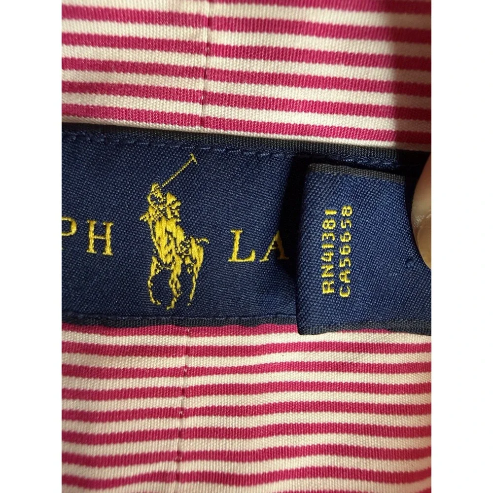 Polo Ralph Lauren Striped Button Down Shirt Red White Size XL Long Sleeve Preppy